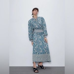 Zara Jacquard Midi Dress NWT